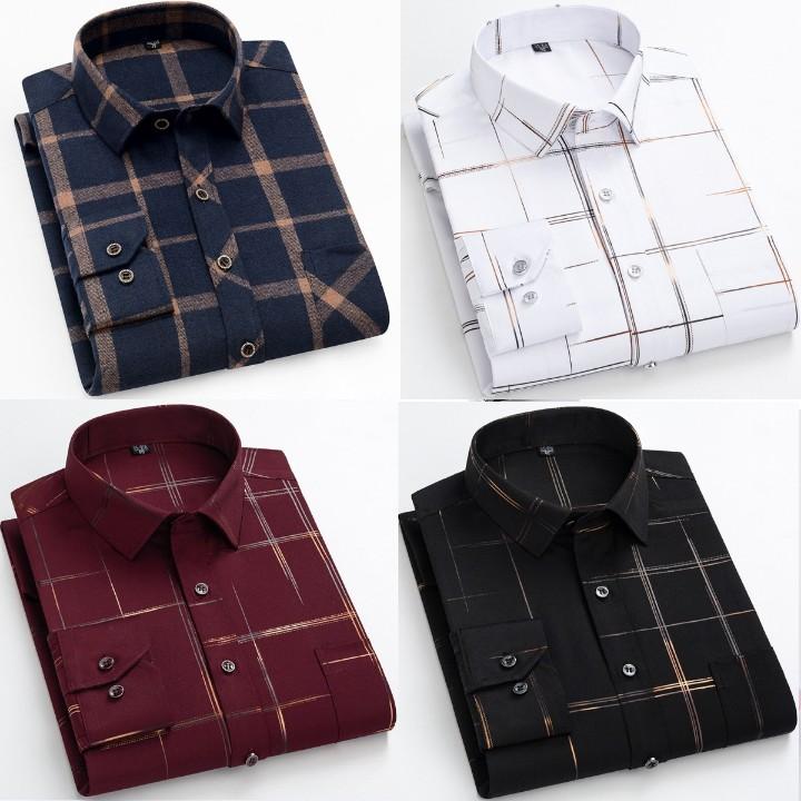 Stylish Premium Checked Cotton Casual Shirts,Full Sleeve(Pack Of 4)