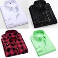 Combo of 4 Stylish Premium Checked & Plain Cotton Casual Shirts,Full Sleeve
