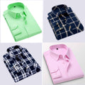 Combo of 4 Stylish Premium Checked & Plain Cotton Casual Shirts,Full Sleeve