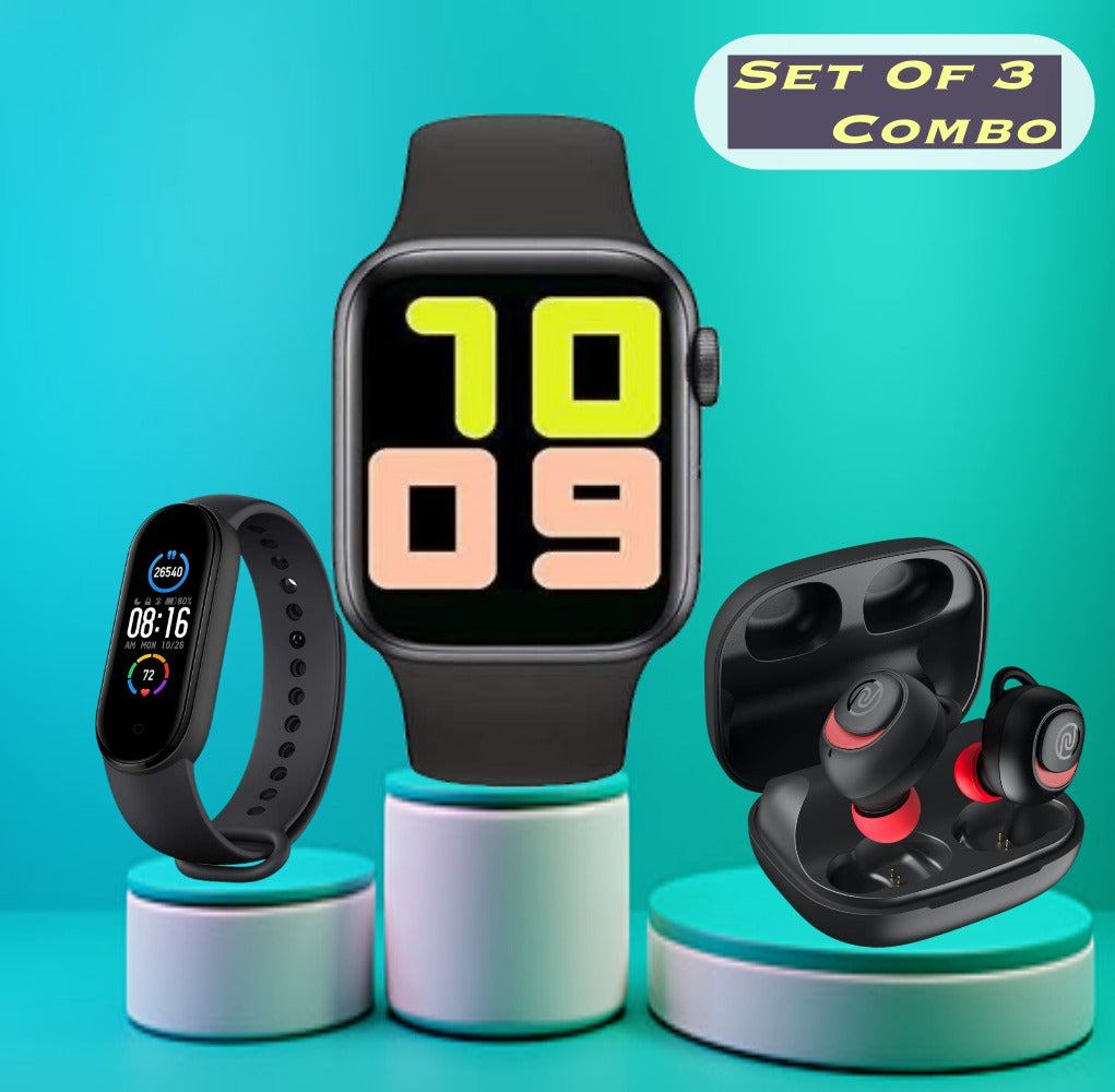 Series 6 Smartwatch + Noise Earbuds + Smartband Combo Of 3