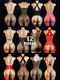 Women’s Night wear Lingerie Bodysuit Set – 12 Pieces